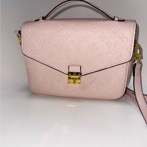Designer Inspired Pink/Blush Embossed Monogram Top-Handle Crossbody